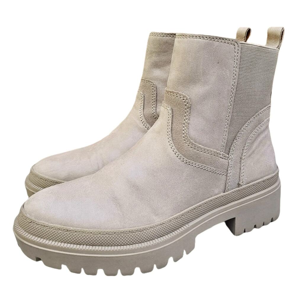 Platform Boots Tan Leather Lucky Brand Eabile Size 8 Chunky Lug Sole Chelsea